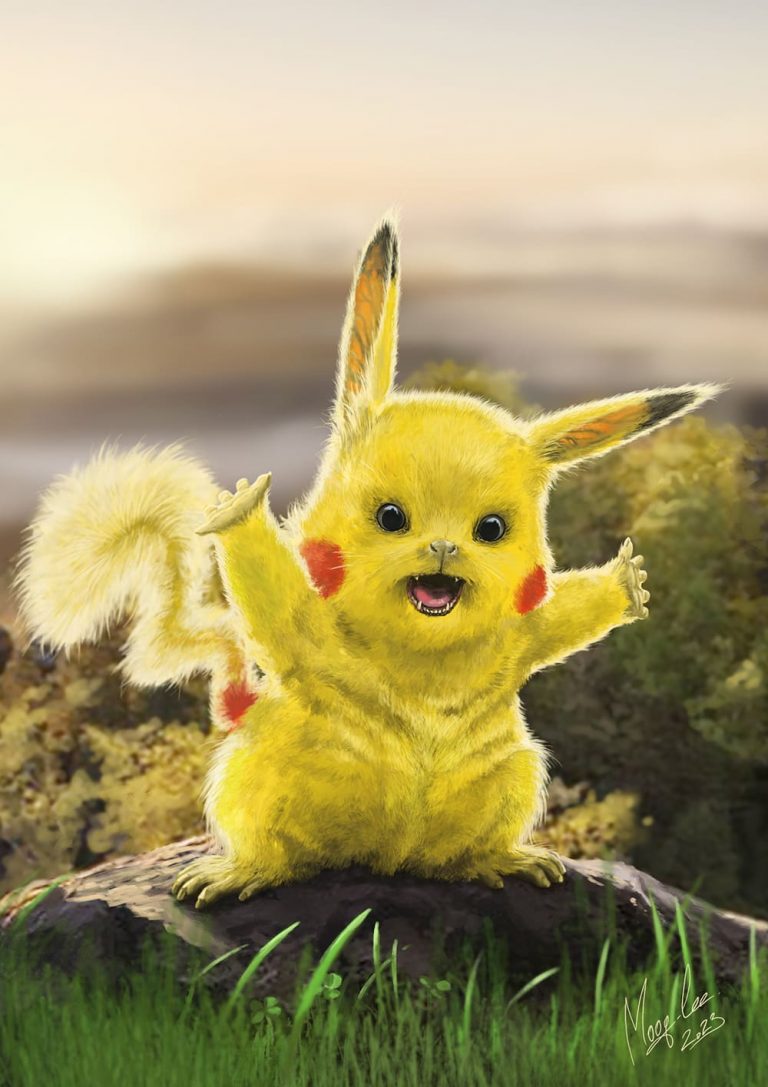 Pikachu, en pleine nature, dans une version plus réaliste.